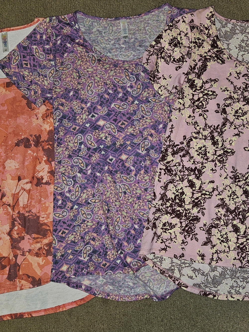 LuLaRoe XS Brand New W Tags BUNDLE TopsMixed Pattern Purple, Pink, Orange